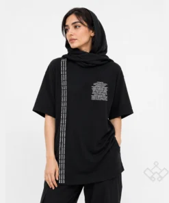 Alternative view of تیشرت لانگ مشکی پنبه سوپر مدل استریت لاین کد 050127007